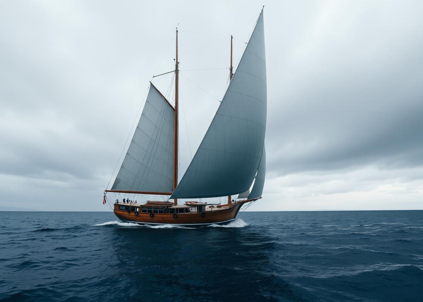 Sailing yacht under way in open water